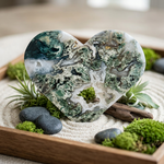Moss Agate Crystal Large Heart 500 grams | 16.5cm