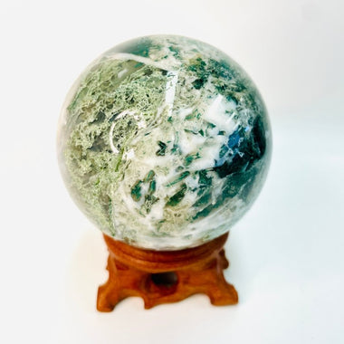 Moss Agate Crystal Sphere 447 grams | 7cm - Ai Ne