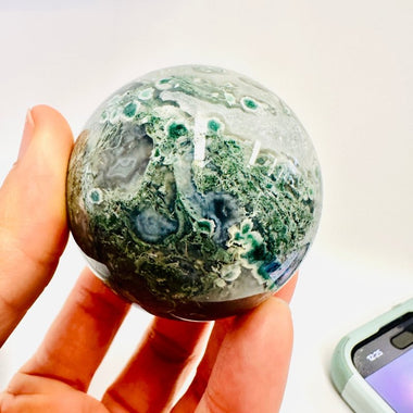 Moss Agate Crystal Sphere 5cm - Ai Ne