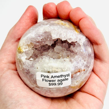 Pink Amethyst Flower Agate Gemstone Crystal Sphere 6cm - 283 grams - Ai NeDefault Category