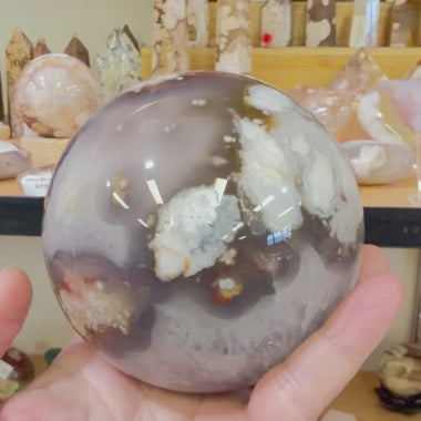Stunning! Cherry Blossom Agate Crystal Sphere 1066 grams | 9cm