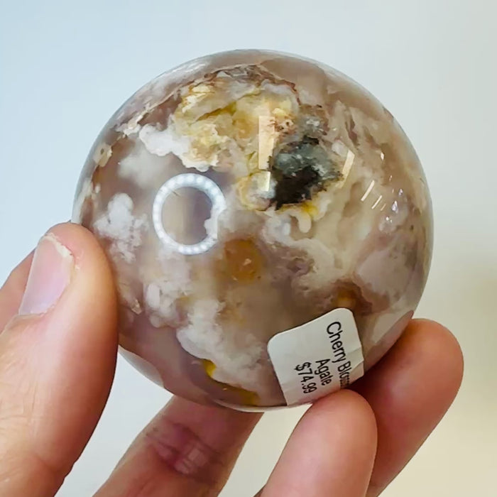 Cherry Blossom Agate Crystal Sphere 258 grams | Embrace Beauty and Inner Harmony 5.5cm