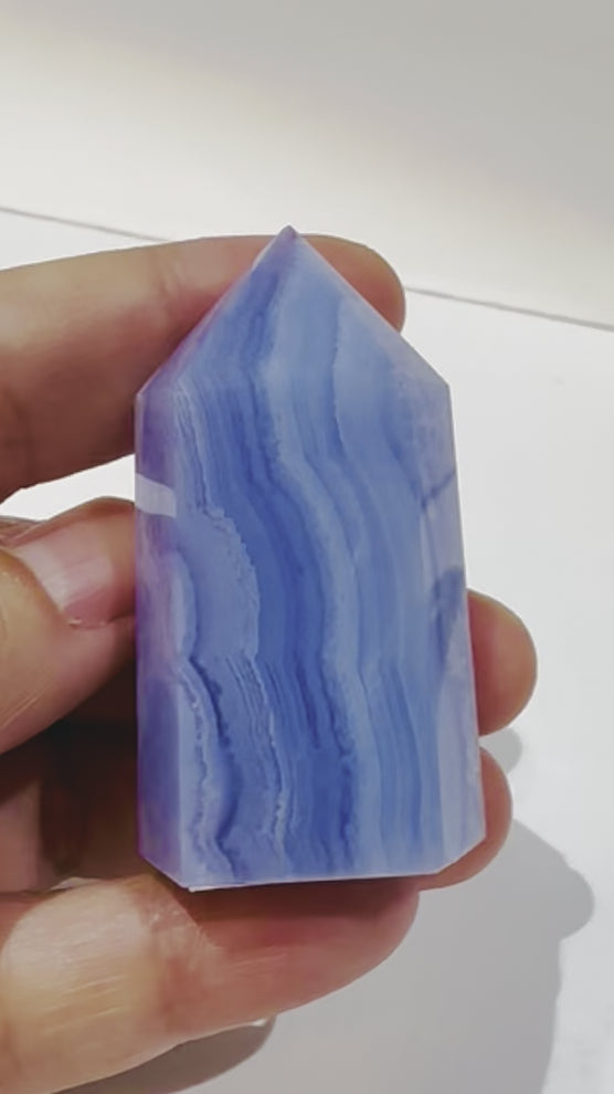 Copy of RARE! Blue Lace Agate point / Tower 50 Grams