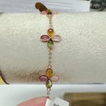 925 Silver 18kt Rose Gold Plated Candy Tourmaline Flower Bracelet