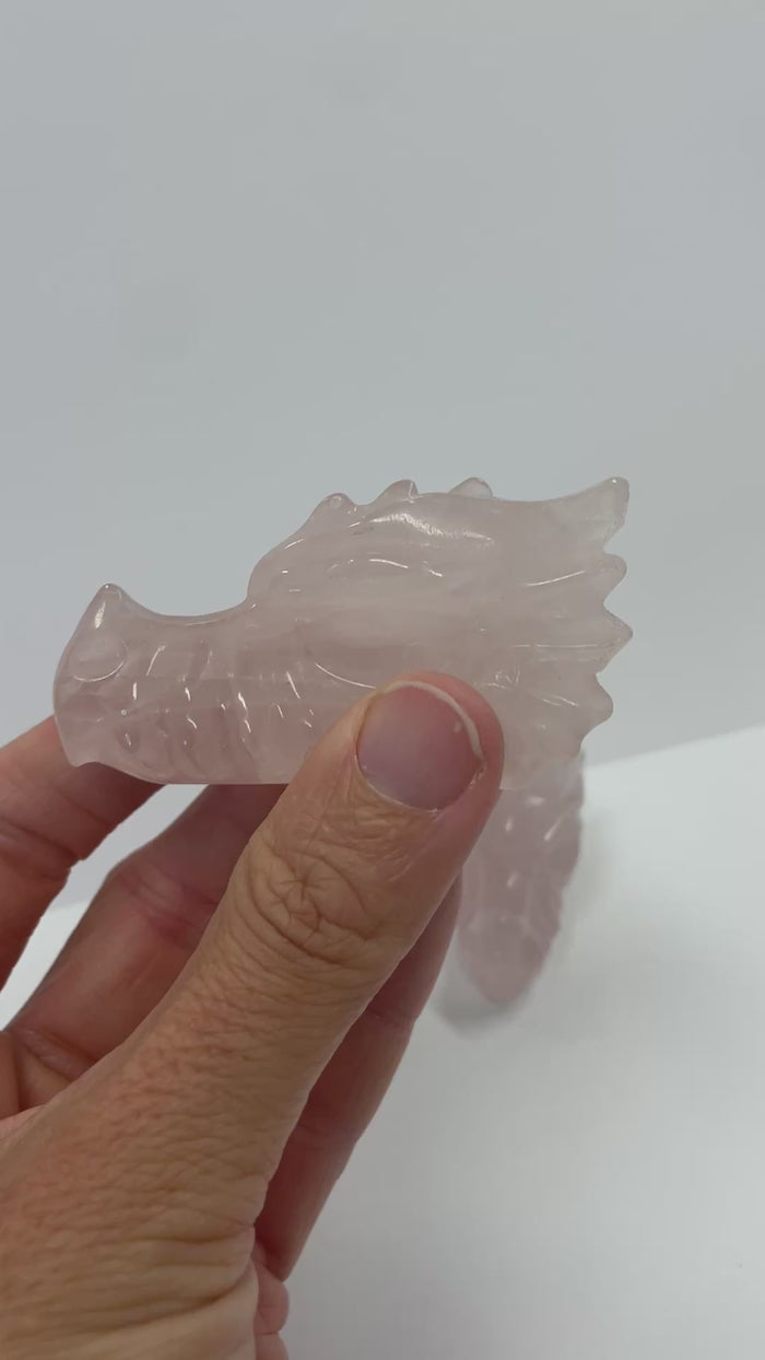 Rose quartz Dragon Head Carving