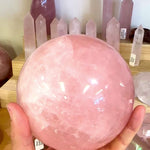 Rose Quartz Crystal Sphere  - Radiant Pink Energy Stone for Healing & Harmony 12cm