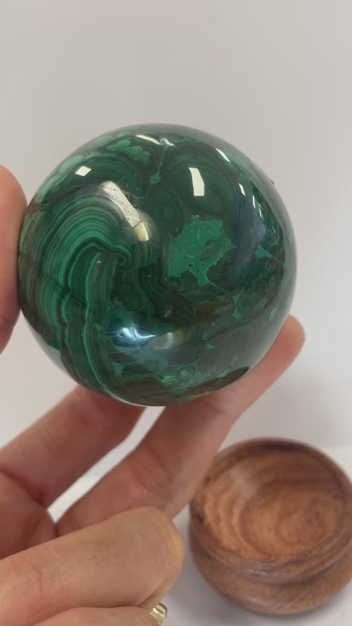 Authentic Malachite Natural Crystal Gemstone Sphere 380 grams Stone of Transformation