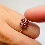 925 Sterling Silver Spinning  Garnet Crystal Ring  |  Grounding Protection Revitalizing