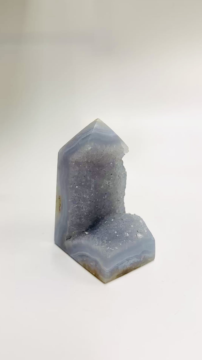 Blue Lace Agate Crystal Geode Point