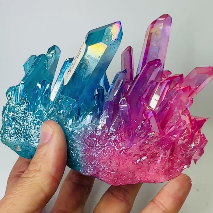 Rainbow Aura Quartz Cluster | Radiate Vibrant Energy and Harmony 497 grams