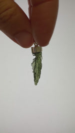 Genuine Moldavite Pendant from Czech Republic 2.5 grams total weight including silver