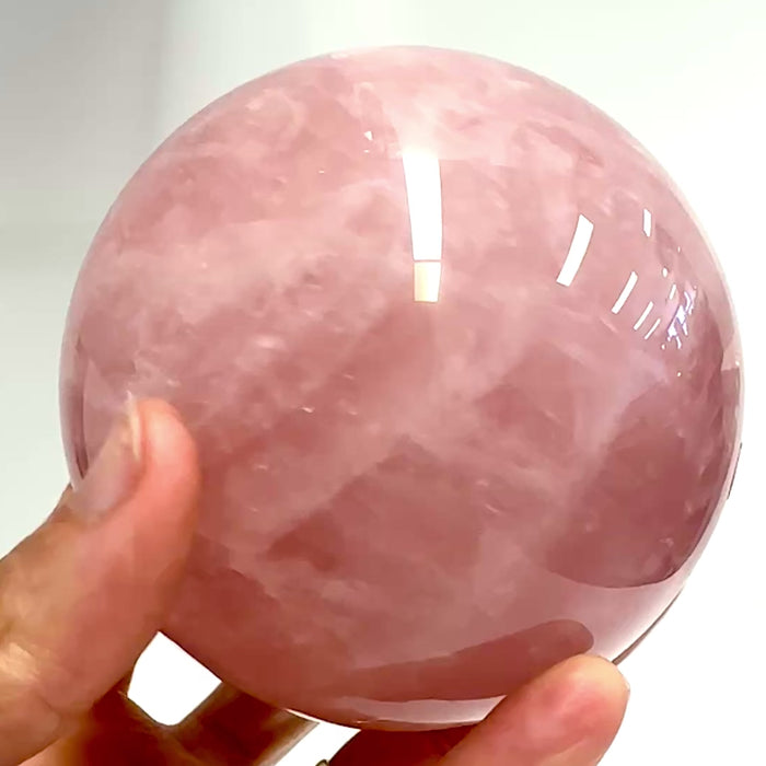 Rose Quartz Crystal Sphere  - Radiant Pink Energy Stone for Healing & Harmony 9cm