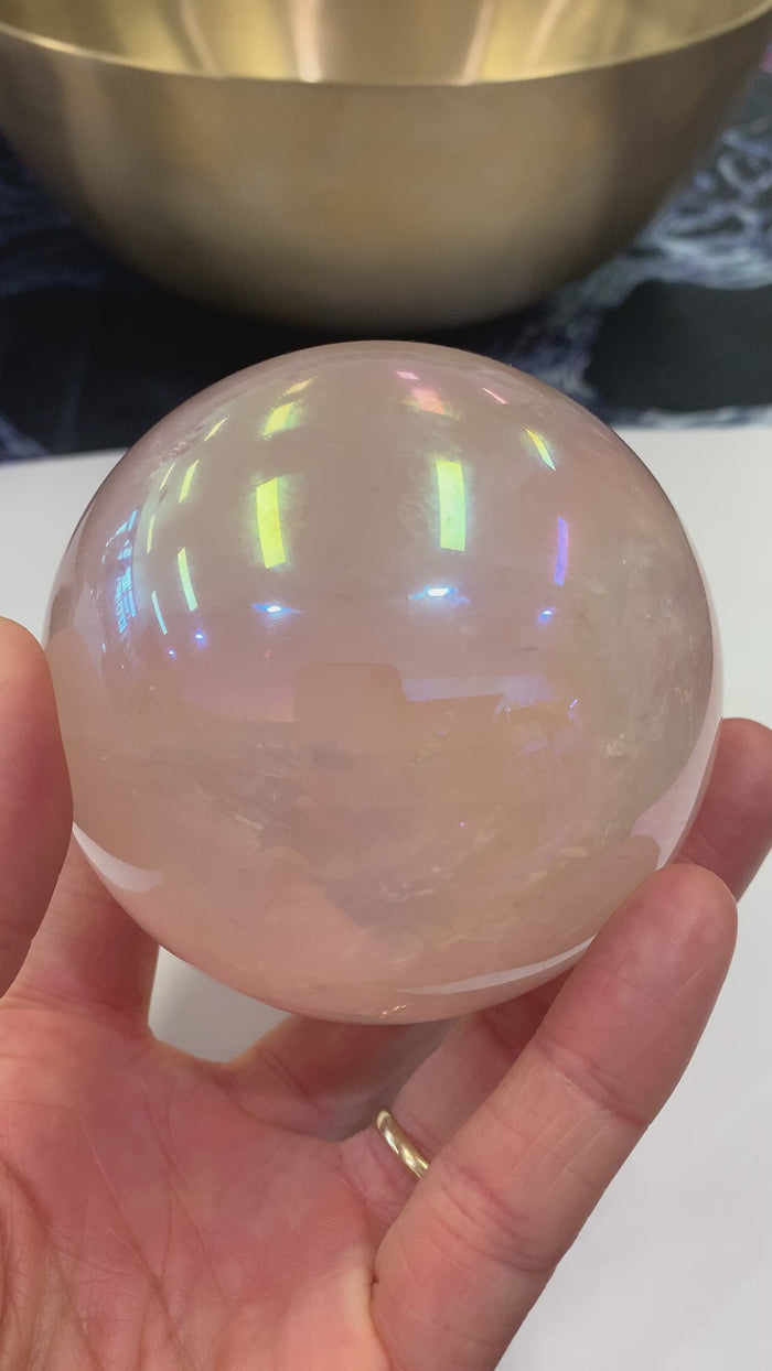 Rose Aura Quartz Crystal Sphere - Radiant Pink Energy Stone for Healing & Harmony
