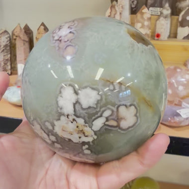 Elegant! Green Flower Agate Sphere 1241 grams | 9.5cm