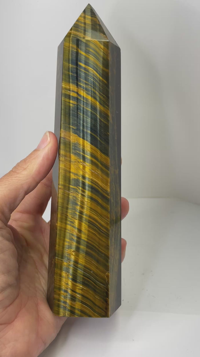 Blue Tiger Eye Crystal Point / Tower 20cm| Abundance and Protection