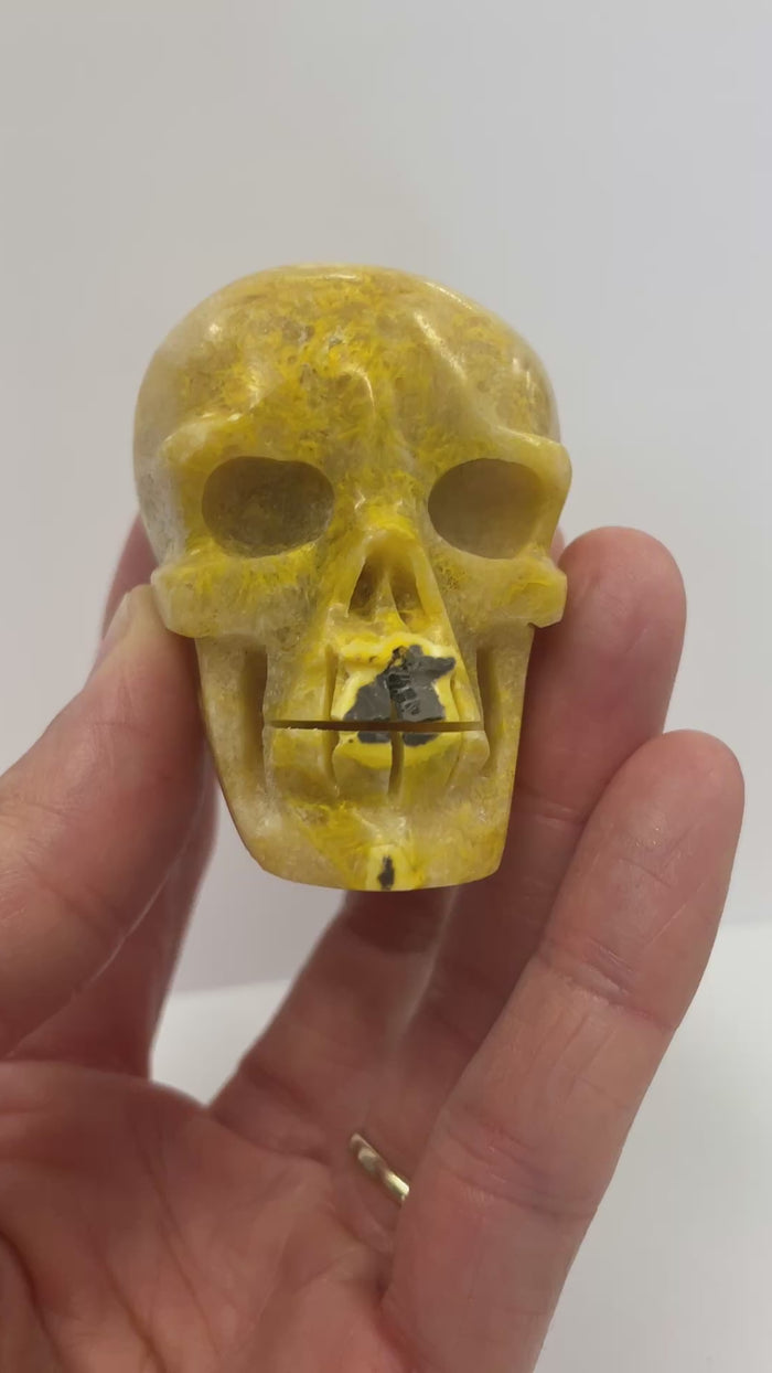 Authentic High Quality Bumble Bee Jasper Skull Head 137 grams