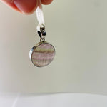 Rainbow Fluorite Crystal Pendant Round Sterling Silver - Ai Ne