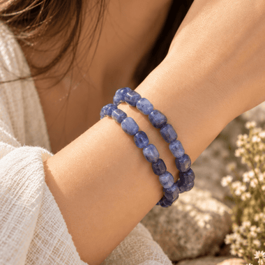 RARE - Genuine Tanzanite Nugget Shape Precious Stone Crystal Bracelet 8mm - Ai NeJewellery