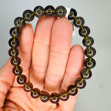 RARE! Sirius Meteorite 8mm Elastic Bracelet - Dark Green colour - Ai NeJewellery