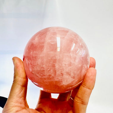 Rose Quartz Crystal Sphere - Radiant Pink Energy Stone for Healing & Harmony 9cm - Ai Ne