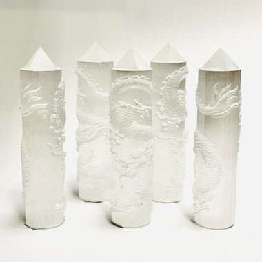 Selenite Crystal Dragon Carving Round Tower - 10cm - Ai NeDefault Category