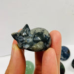 Sleeping Cat Carved Crystal Approximately 3.5cm wide - Ai NeGifts & Crystals