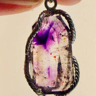 Very Rare!! Stunning Super 7 Pendant in 925 Silver 22mm x 12mm - Ai Ne