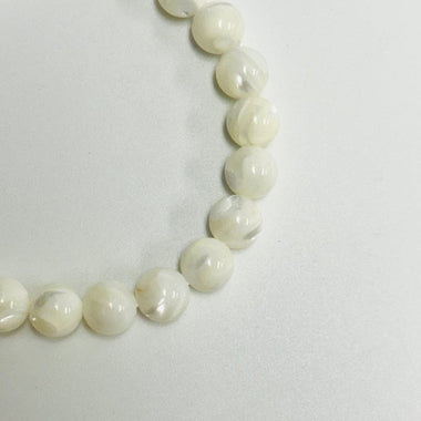 White Shell Elastic Bracelet 9mm - Ai NeJewellery