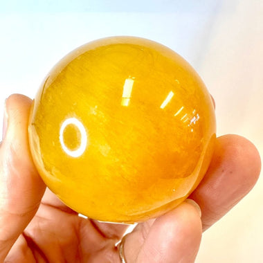 Yellow Fluorite Crystal Sphere | Clarity Focus Spiritual Growth 195 grams - Ai Ne
