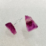 925 Sterling Silver Stud Earrings Crystals Gemstone Raw Pink Fluorite - Ai NeDefault Category