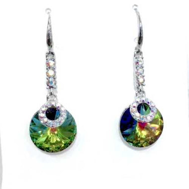 925 Sterling silver Swarovski Earrings Double Diamontes Round Vitrail Medium - Ai NeDefault Category