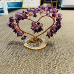 Amethyst Crystal Tree Love Heart shape with Agate Base - Ai Ne