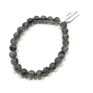 Black Strawberry Quartz Crystal Gemstone Bracelet size 7mm - Ai NeJewellery