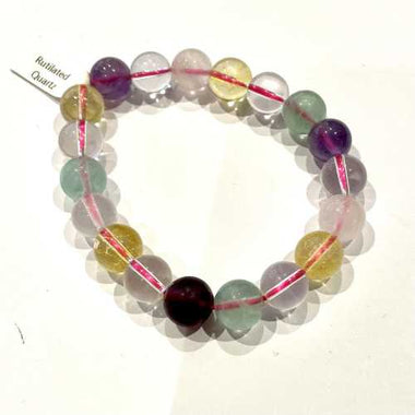 Genuine Coloured Rutilated Quartz High Grade Crystal Gemstone Bracelet size 10mm