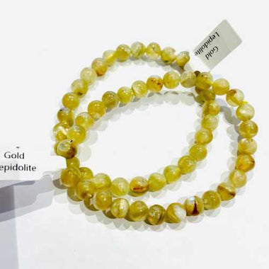 Gold Lepidolite Crystal Bracelet - 6mm | Calming and Balancing Bracelet - Ai NeDefault Category