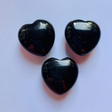 Genuine Black Obsidian Gemstone Crystal Love Heart 3cm