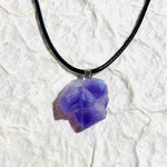 Amethyst Crystal Points Pendant Necklace Black cord with extension Chain - Ai NeDefault Category