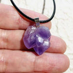 Amethyst Crystal Points Pendant Necklace Black cord with extension Chain - Ai NeDefault Category