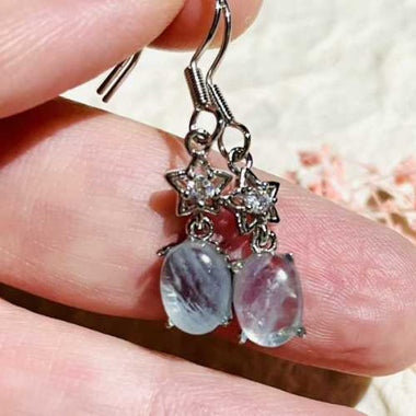 925 Sterling Silver Earrings Crystals Gemstone Aquamarine - Ai NeDefault Category