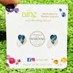 925 Sterling Silver Swarovski Crystal Stud Earrings Love Heart 6mm - Ai NeDefault Category