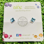 925 Sterling Silver Swarovski Crystal Stud Earrings Square 4mm - Ai NeDefault Category