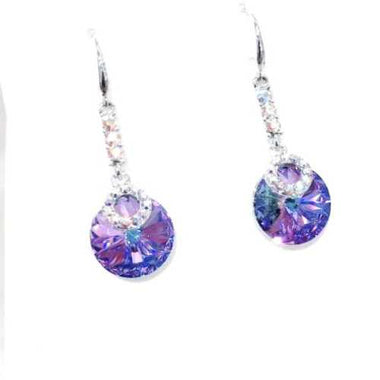 925 Sterling silver Swarovski Earrings Double Diamontes Round Vitrail Light - Ai NeDefault Category