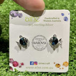 925 Sterling Silver Swarovski Crystal Stud Earrings Fish - Ai NeDefault Category