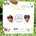 925 Sterling Silver Swarovski Crystal Stud Earrings Love Heart 10mm - Ai NeDefault Category