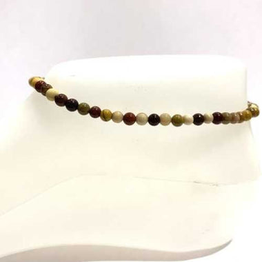 Mookaite Crystal Gemstone Anklet -Size Round 4mm - Ai NeJewellery