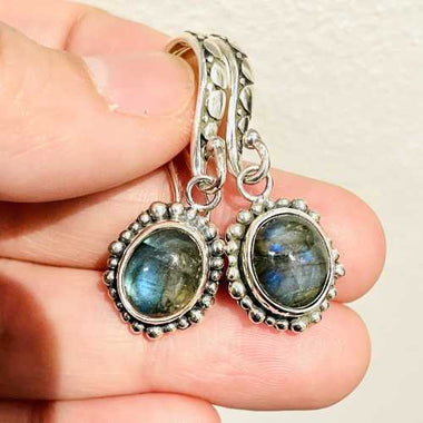 Dusky Orbs Silver Earring with Labradorite | Mystical Charms and Magical Radiance - Ai NeDefault Category