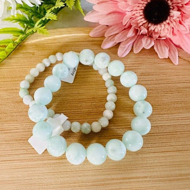 Green Angelite Crystal Round Bracelet - 10mm | Soothing and Healing Bracelet - Ai NeDefault Category