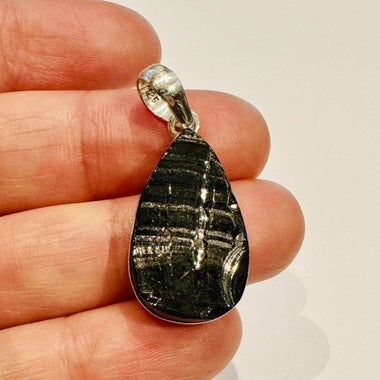 Authentic Shungite 925 Sterling silver Crystal Pendant Drop Shape - Ai Ne