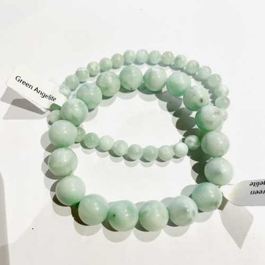 Green Angelite Crystal Round Bracelet - 10mm | Soothing and Healing Bracelet - Ai NeDefault Category