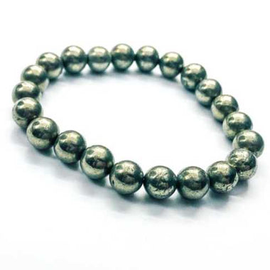 Fool's Gold Pyrite Gemstone / Swarovski Crystals Bracelet size 8mm - Ai NeJewellery